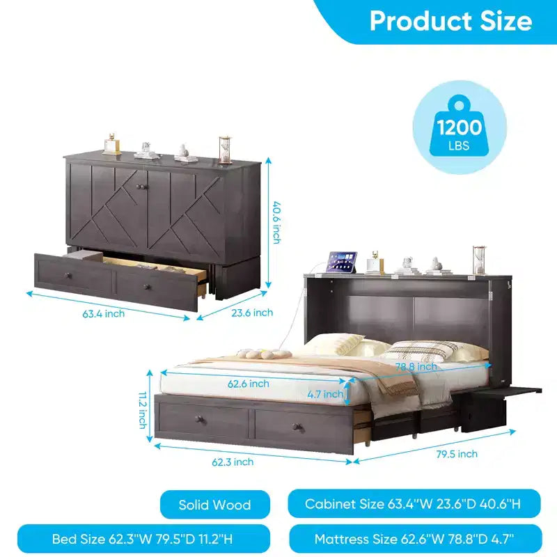 Lit escamotable Queen Size moderne