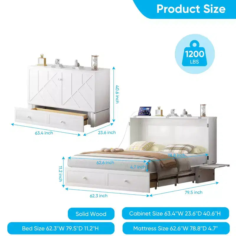 Lit escamotable Queen Size moderne