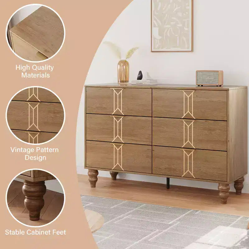 Commode de chambre à six tiroirs