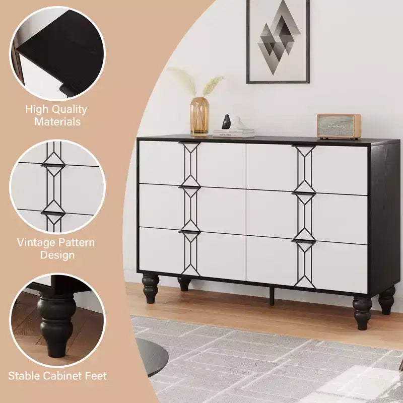 Commode de chambre à six tiroirs