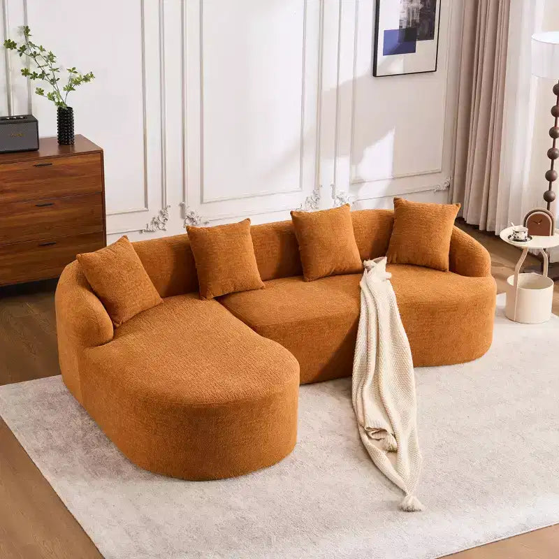 Ensemble de canapé d'angle en mousse avec méridienne incurvée