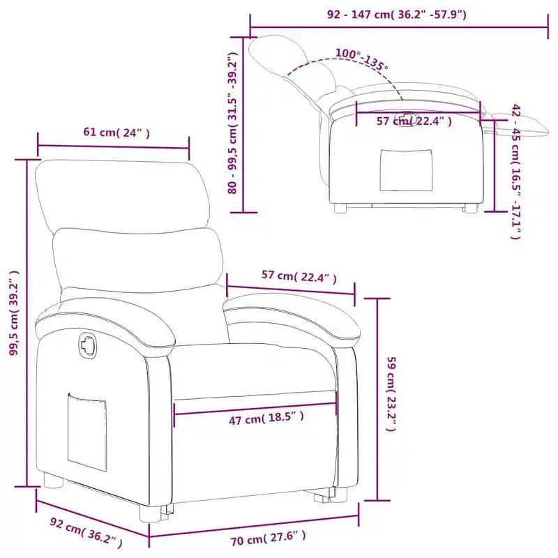 Fauteuil inclinable relevable électrique vert foncé