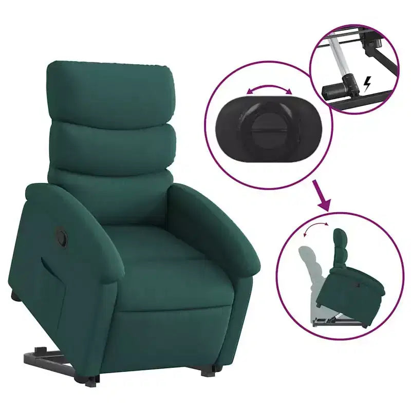 Fauteuil inclinable relevable électrique vert foncé