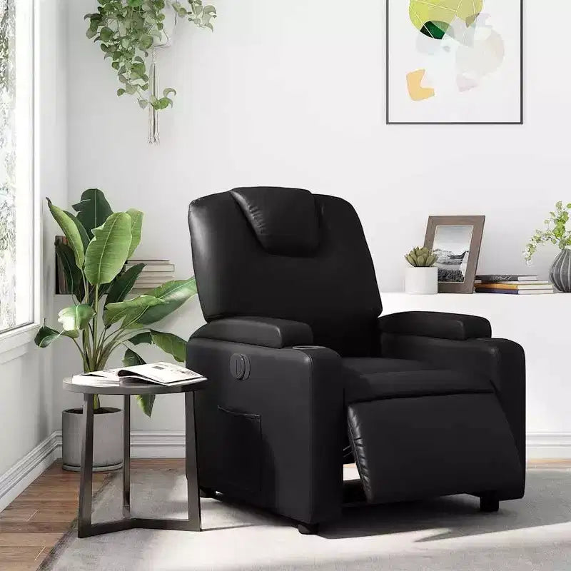 Fauteuil inclinable électrique en similicuir noir
