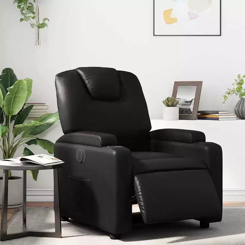 Fauteuil inclinable électrique en similicuir noir