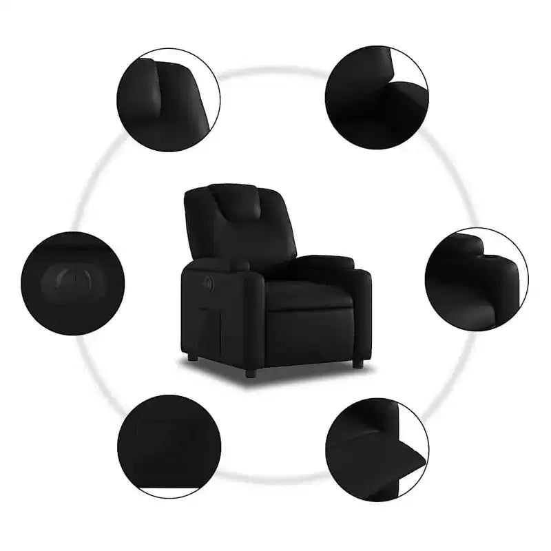 Fauteuil inclinable électrique en similicuir noir