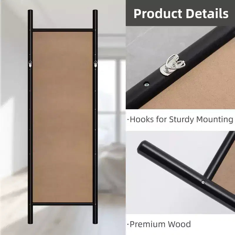 Miroir encadré en bois massif trapézoïdal noir