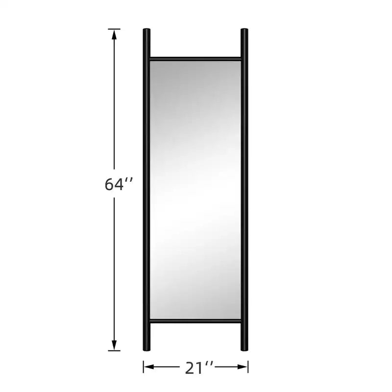 Miroir encadré en bois massif trapézoïdal noir