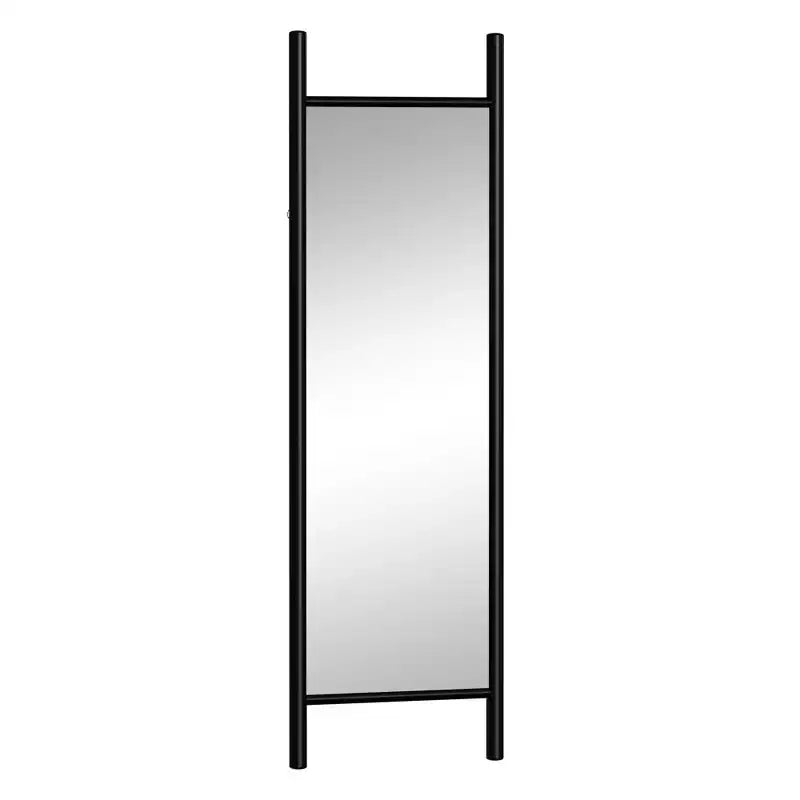 Miroir encadré en bois massif trapézoïdal noir