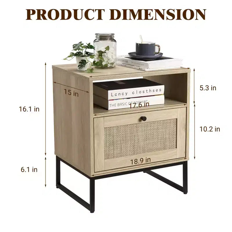 table de chevet en rotin