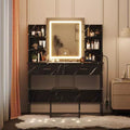 Coiffeuse de chambre avec lumière, miroir et tabouret.