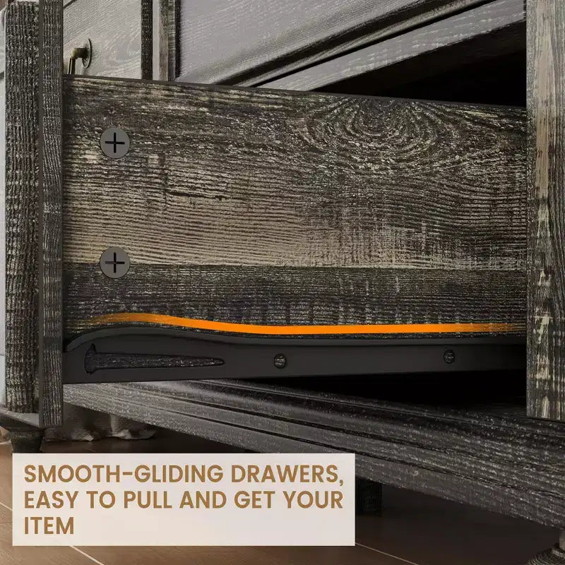Commode à 9 tiroirs pour chambre à coucher, commode en bois de style ferme avec poignées, organisateur de tiroirs de rangement pour bijoux pour salon, couloir