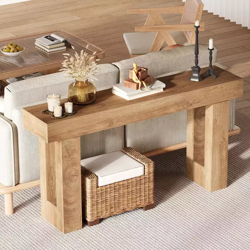 Table d'entrée rectangulaire en bois de style fermier