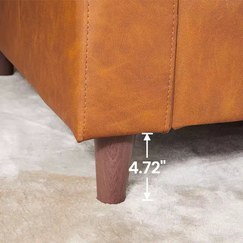 Canapé en cuir véritable marron - Canapé de style moderne du milieu du siècle