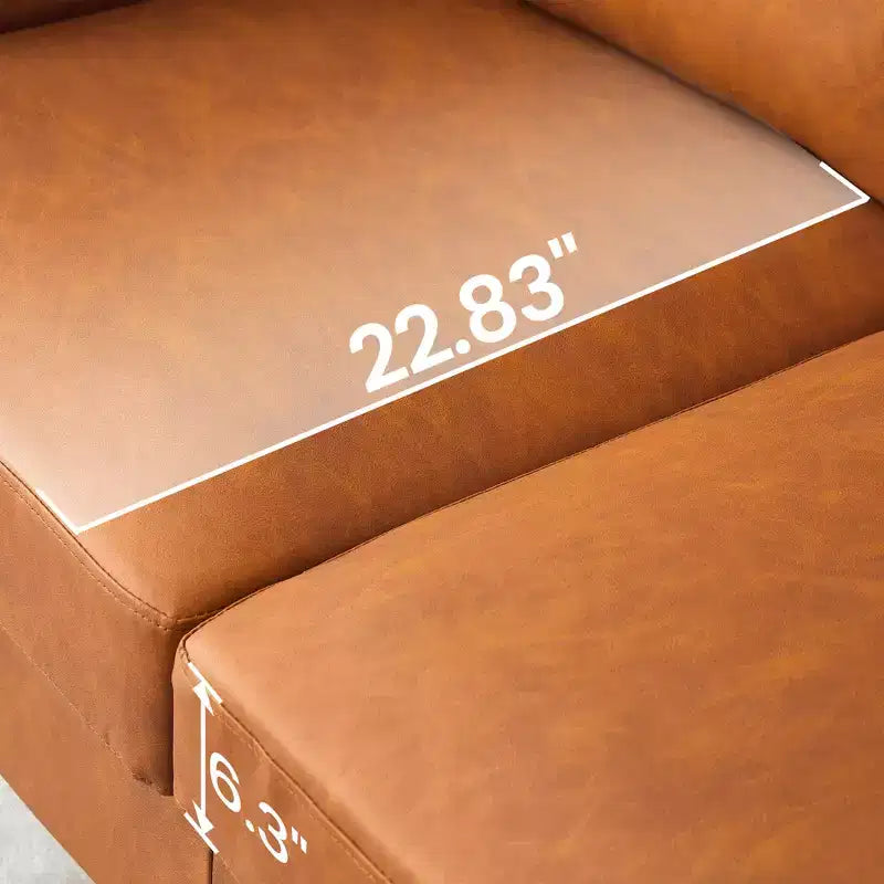 Canapé en cuir véritable marron - Canapé de style moderne du milieu du siècle