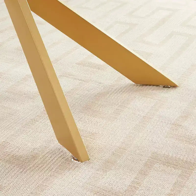Table à manger, plateau en verre, pieds en acier