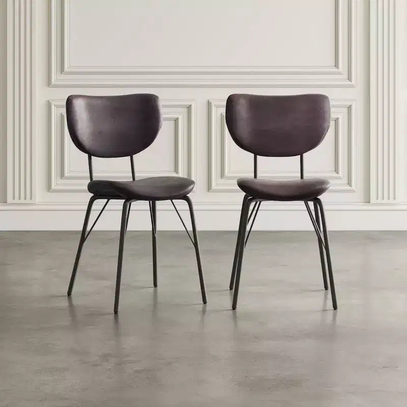 Chaise de salle à manger moderne capitonnée en similicuir avec dossier fendu