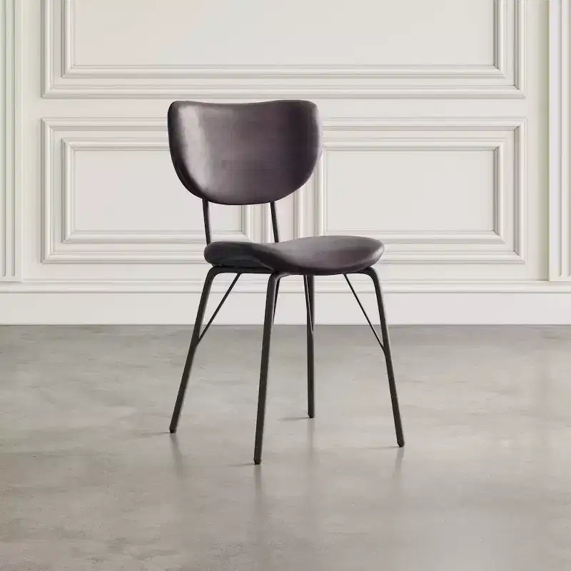 Chaise de salle à manger moderne capitonnée en similicuir avec dossier fendu