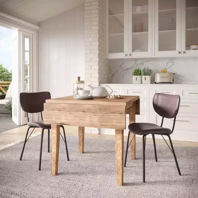 Chaise de salle à manger moderne capitonnée en similicuir avec dossier fendu