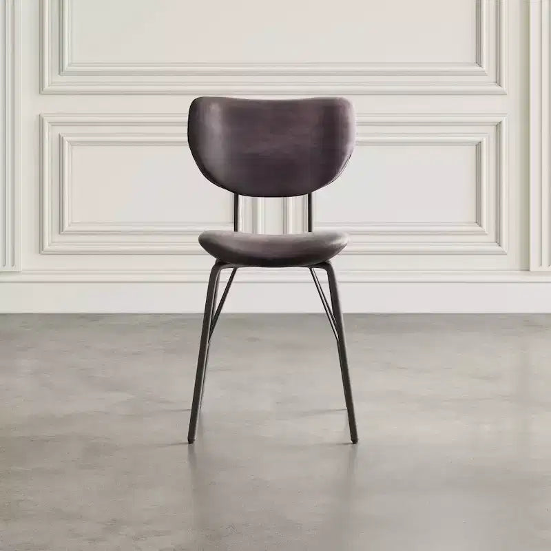 Chaise de salle à manger moderne capitonnée en similicuir avec dossier fendu