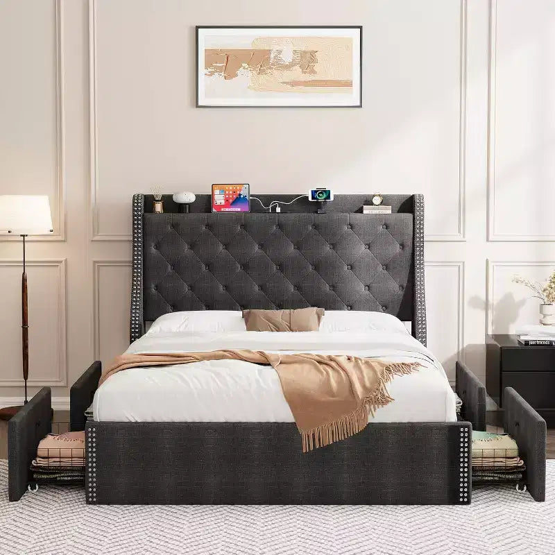 Cadre de lit avec fonction de rangement