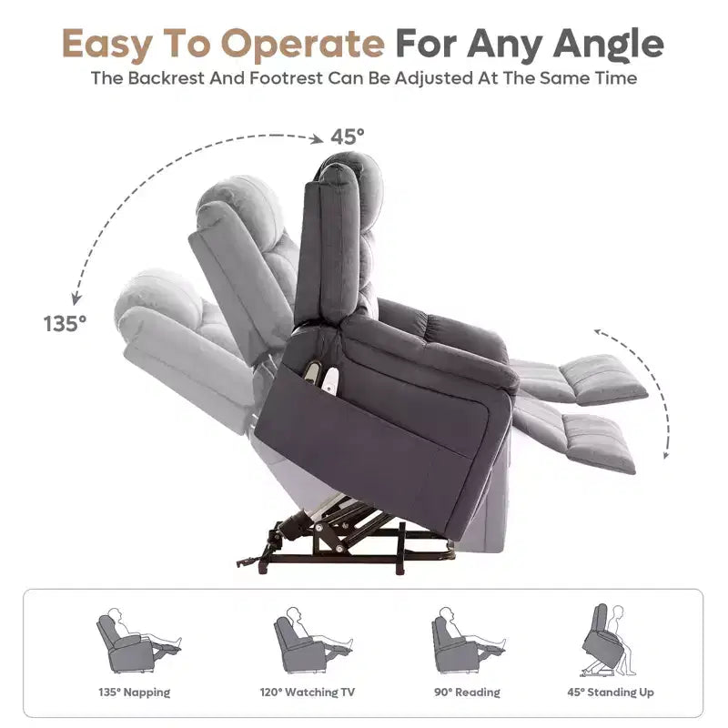 Fauteuil inclinable électrique de massage et chauffant avec fonction de levage