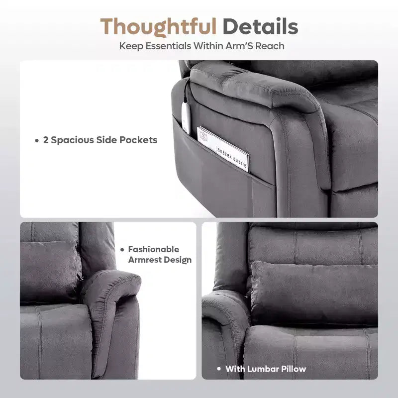 Fauteuil inclinable électrique de massage et chauffant avec fonction de levage