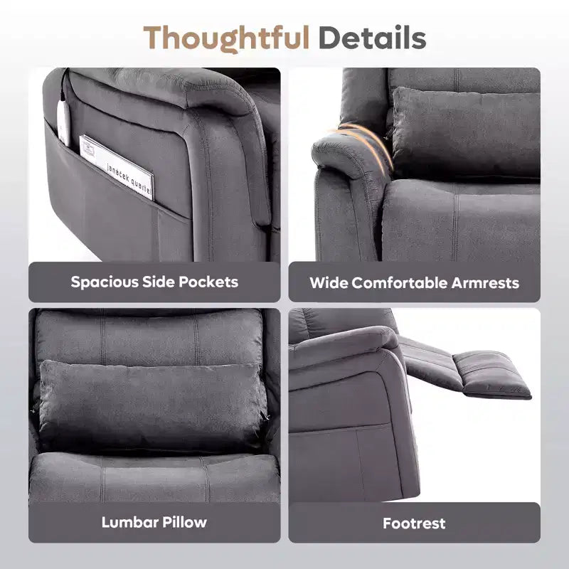 Fauteuil inclinable électrique de massage et chauffant avec fonction de levage