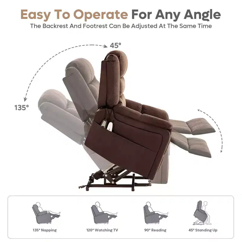 Fauteuil inclinable électrique de massage et chauffant avec fonction de levage