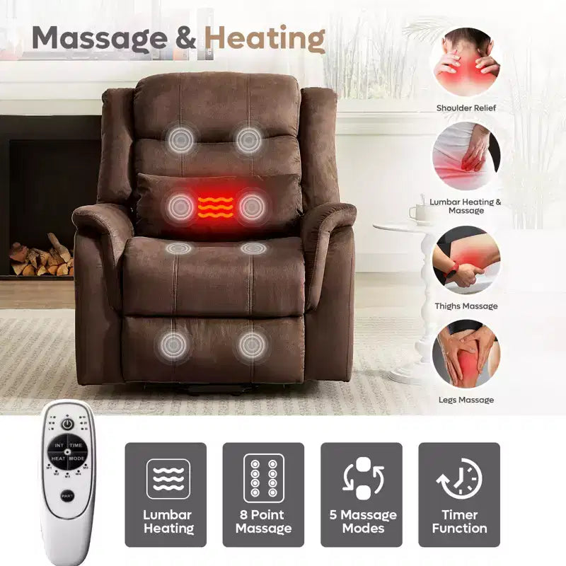 Fauteuil inclinable électrique de massage et chauffant avec fonction de levage