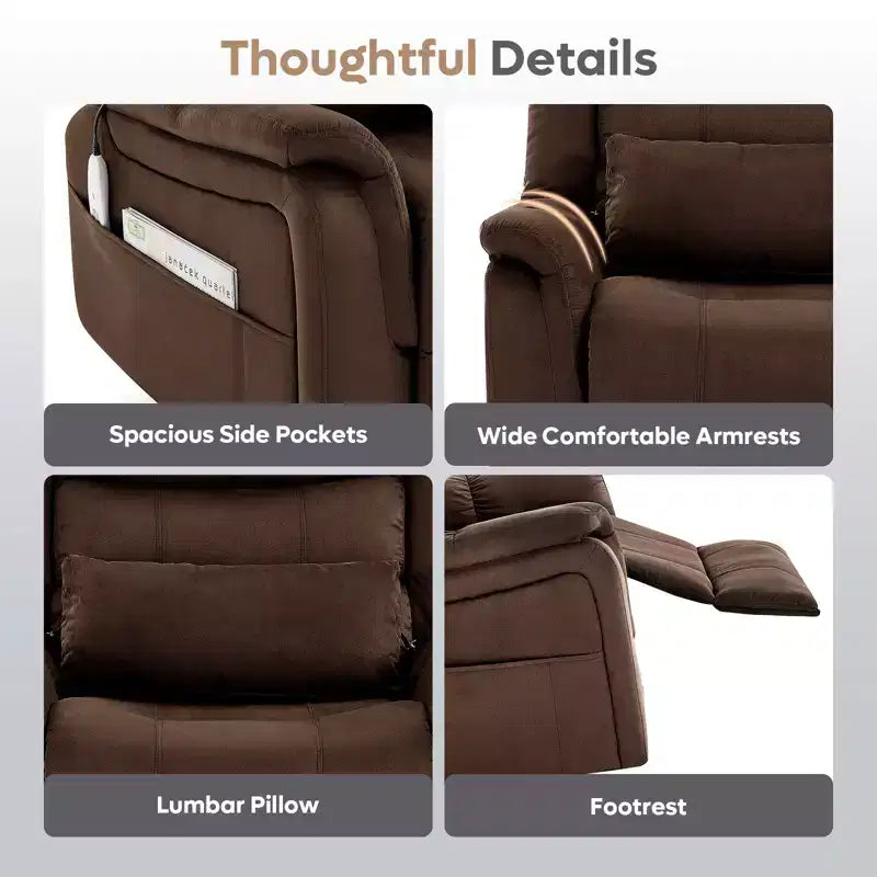 Fauteuil inclinable électrique de massage et chauffant avec fonction de levage