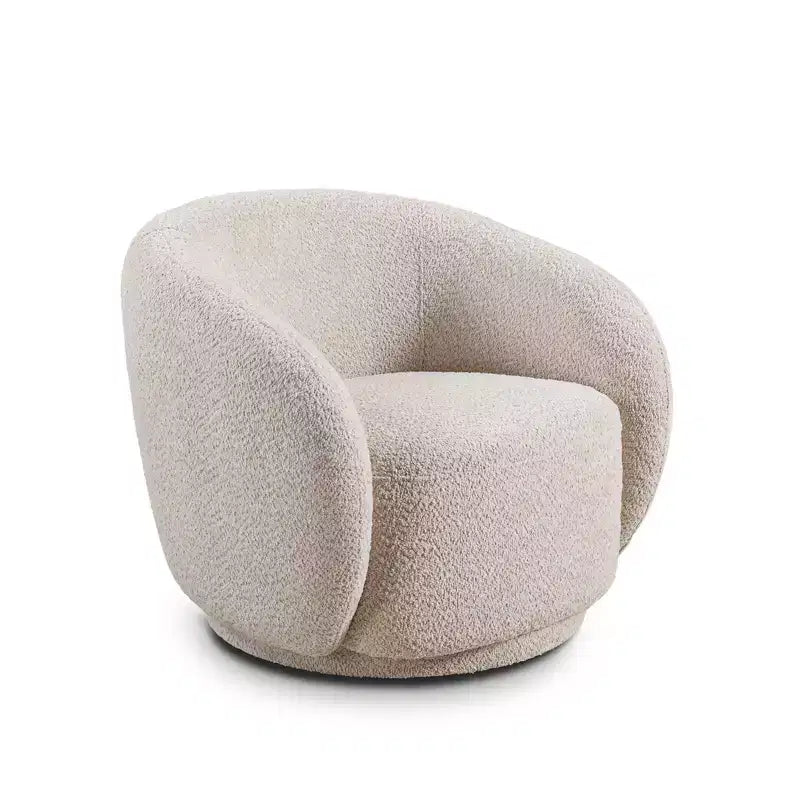 Swivel Accent Chair,Upholstered Modern Round Accent Arm Chairs,360 Swivel Single Sofa Armchair for Living Room and Bedroom,Beige Boucle