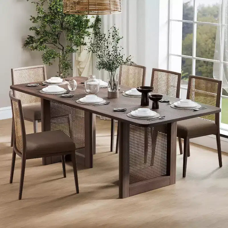 Table à manger carrée en bois de noyer, convient pour bar de cuisine et salon.