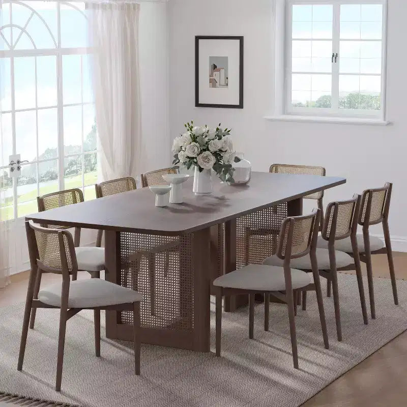 Table à manger carrée en bois de noyer, convient pour bar de cuisine et salon.