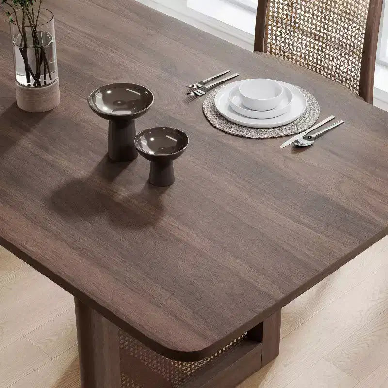 Table à manger carrée en bois de noyer, convient pour bar de cuisine et salon.