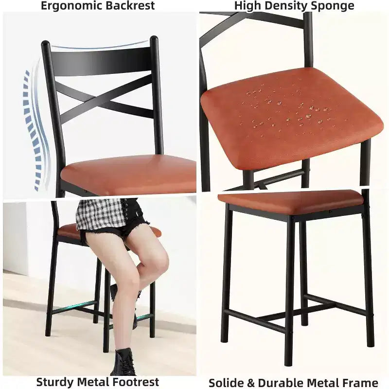 Tabourets de bar, sièges garnis de cuir PU