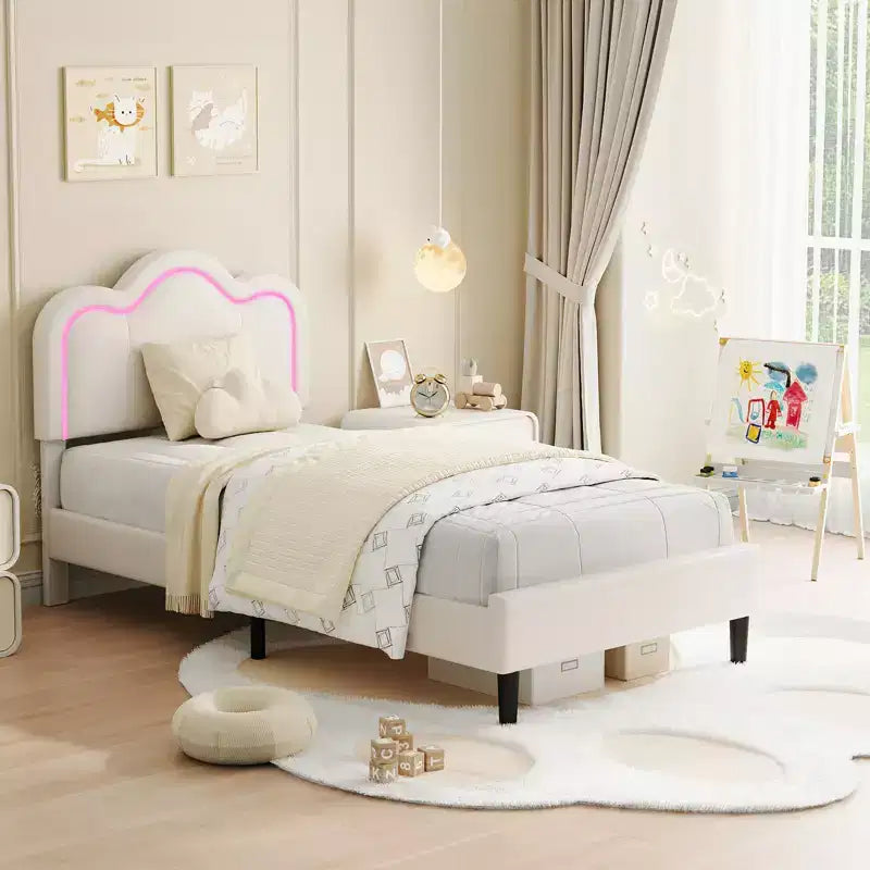 Cadre de lit plateforme pour enfants avec lumières LED RVB