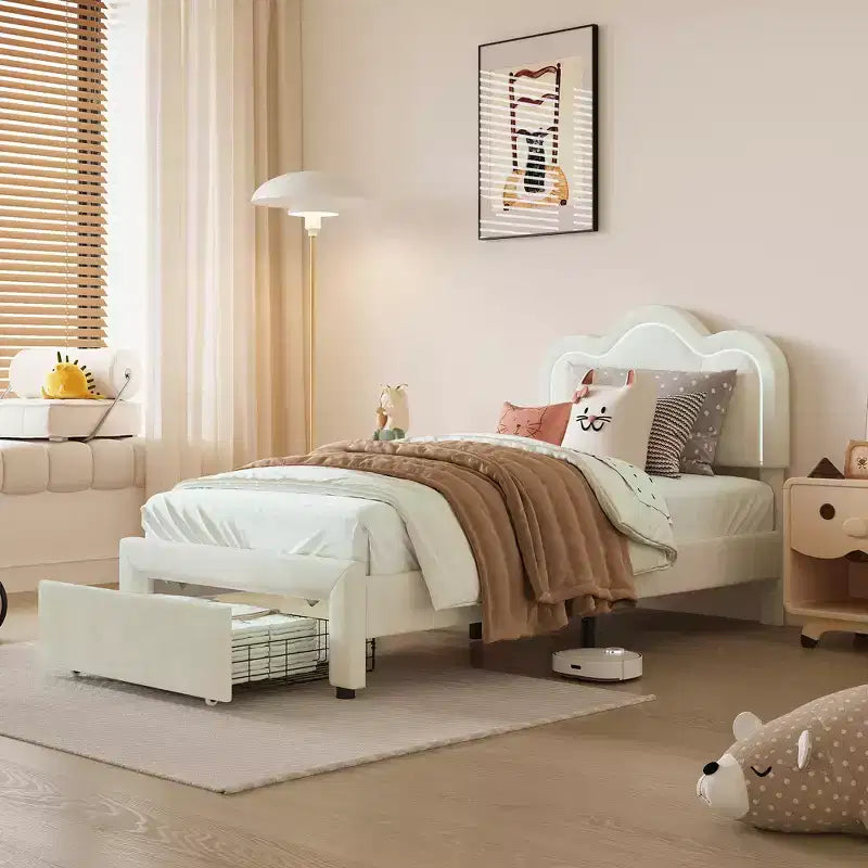 Cadre de lit plateforme pour enfants avec lumières LED RVB