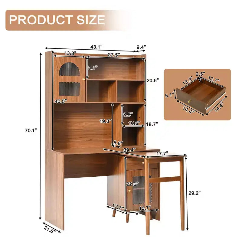 Bureau informatique moderne en bois de chêne pour la maison et le bureau