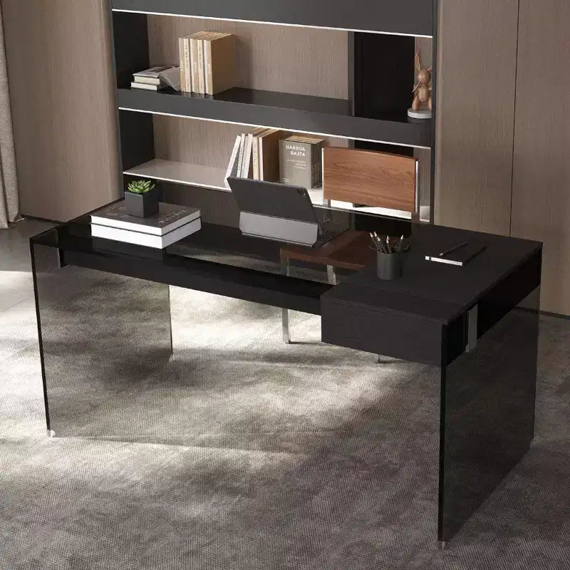 Bureau d'ordinateur moderne, bureau d'étude minimaliste noir