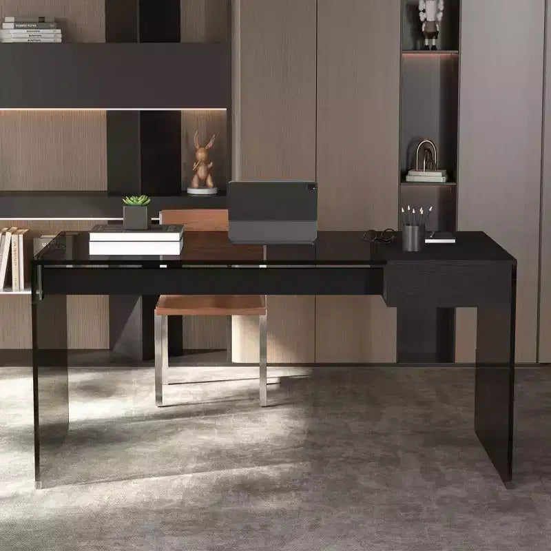 Bureau d'ordinateur moderne, bureau d'étude minimaliste noir