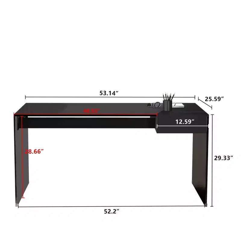 Bureau d'ordinateur moderne, bureau d'étude minimaliste noir