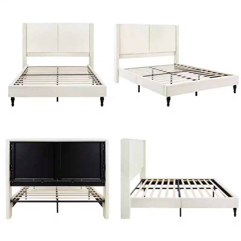 Cadre de lit plateforme Queen/King size avec tête de lit capitonnée
