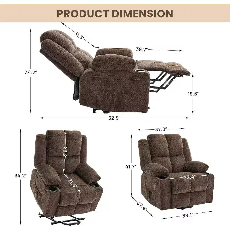 Fauteuil inclinable extra-large réglable avec fonction de massage