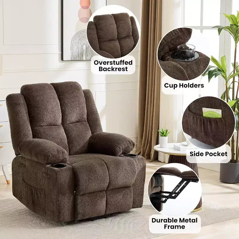Fauteuil inclinable extra-large réglable avec fonction de massage