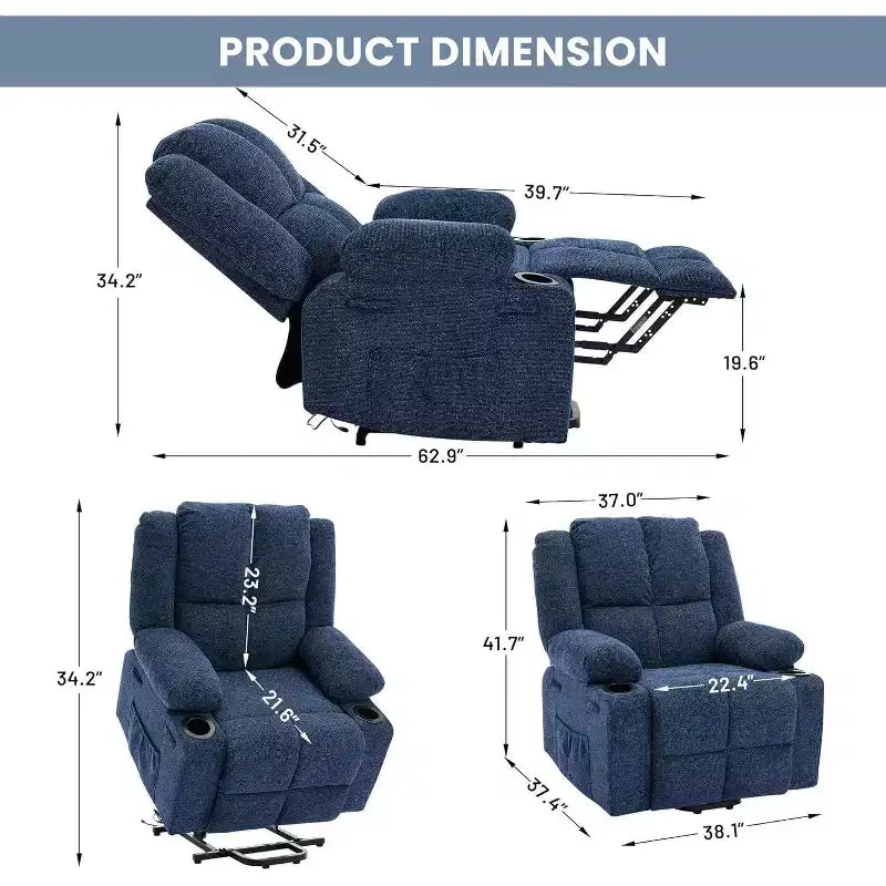 Fauteuil inclinable extra-large réglable avec fonction de massage