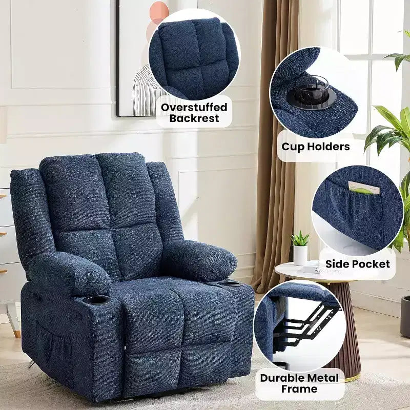 Fauteuil inclinable extra-large réglable avec fonction de massage