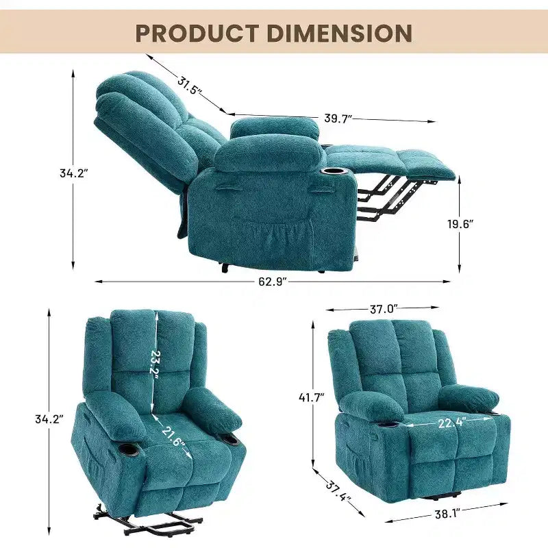 Fauteuil inclinable extra-large réglable avec fonction de massage