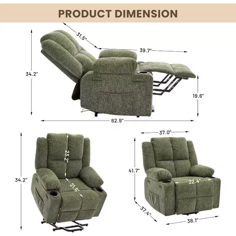 Fauteuil inclinable extra-large réglable avec fonction de massage