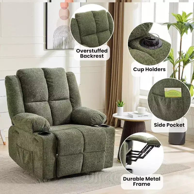Fauteuil inclinable extra-large réglable avec fonction de massage